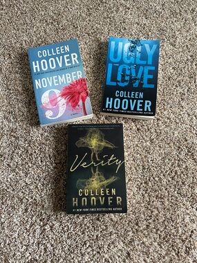 Colleen Hoover Paperback Book Set - Blue, Black, Pink Covers
